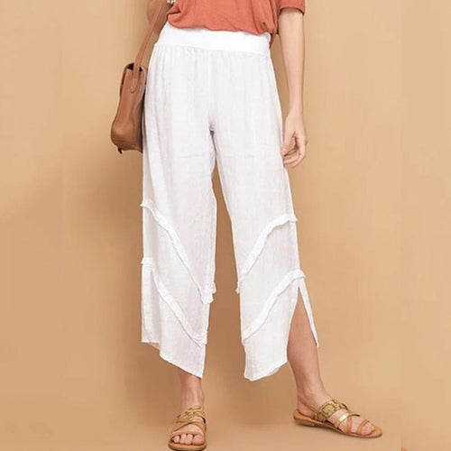 Casual Ruffle Long Sweatpants  Cotton Linen Beach Pants