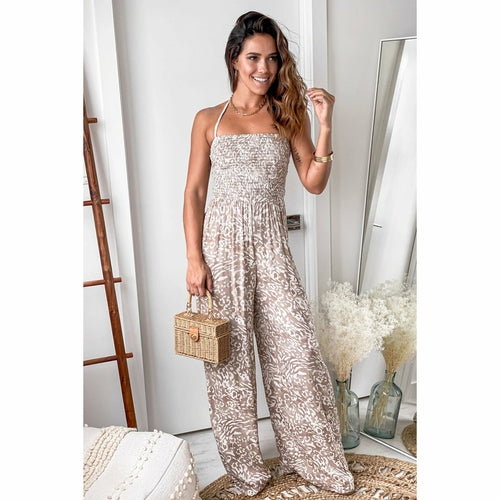 Loose casual lace-up jumpsuit